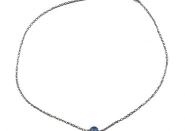 Jt Ασημένιο βραχιόλι ποδιού αλυσίδα ματάκι με μπλε μουράνο - JT - 