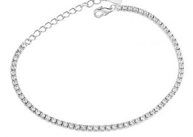 Jt Ασημένιο βραχιόλι ριβιέρα με λευκά ζιργκόν - JT - 