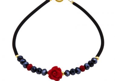 Jt Ασημένιο χρυσό βραχιόλι τριαντάφυλλο με πέτρες - Floral - 