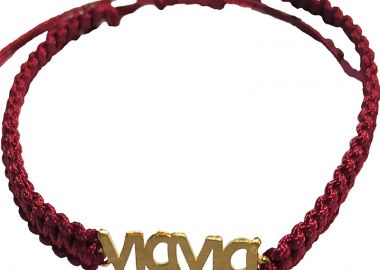 Jt Ασημένιο χρυσό μακραμέ βραχιόλι ¨Γιαγιά¨ - JT - 