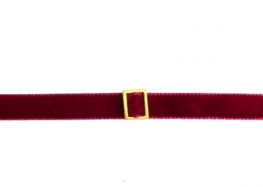 Jt Ασημένιο κολιέ τσόκερ βελούδο μενταγιόν ορθογώνιο Κόκκινο Μπορντό - Χρυσό - JT - 