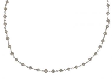 Jt Ασημένιο κοντό κολιέ ροζάριο με μαργαριτάρια λευκά - JT - 