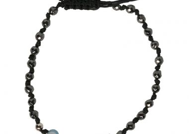 Jt Ασημένιο μαύρο μακραμέ βραχιόλι Νονά - JT - 