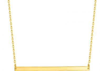 Jt Ασημένιο minimal χρυσό κολιέ μπάρα σε αλυσίδα Χάραξη σκουρόχρωμη - JT - 