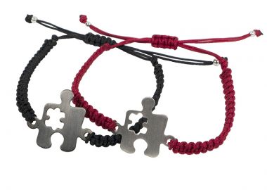 Jt Ασημένιο Σετ Βραχιόλια για Ζευγάρια Παζλ - JT - 