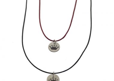 Jt Ασημένιο σετ κολιέ για ζευγάρια φλουριά με κορώνα - JT - 