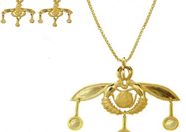 Jt Ασημένιο σετ Μέλισσες των Μαλίων με επιχρύσωμα Χρυσό - JT - 