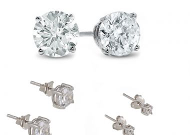 Jt Ασημένιo σετ μονόπετρα σκουλαρίκια λευκά ζιργκόν 3-4-5mm - JT - 