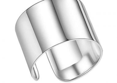 Jt Ασημί ατσάλινο δαχτυλίδι σωλήνας - JT - 