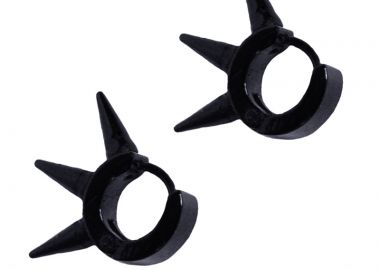 Jt Ατσάλινα σκουλαρίκια καρφιά μαύρα για πάνω μέρος αυτιού - JT - 