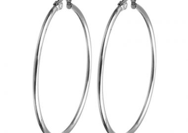 Jt Ατσάλινα σκουλαρίκια κρίκοι μεγάλοι 2mm πάχος Ασημί - JT - 