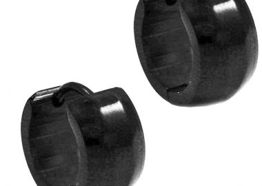 Jt Ατσάλινα unisex σκουλαρίκια κρίκοι παχιοί μαύροι 14mm - JT - 