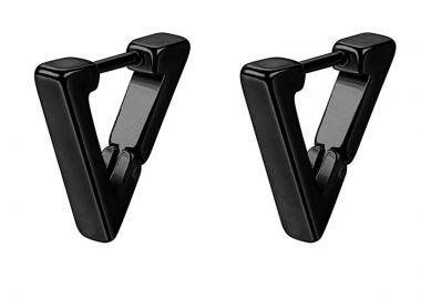 Jt Ατσάλινα unisex σκουλαρίκια μαύρα τρίγωνα - JT - 