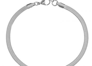 Jt Ατσάλινη αλυσίδα ποδιού φίδι πλακέ λεπτή 3mm Ασημί - JT - 