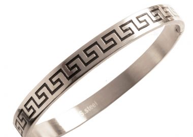 JT Ατσάλινο ανδρικό βραχιόλι χειροπέδα με μαιάνδρους - JT - 