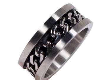 JT Ατσάλινο Ανδρικό Δαχτυλίδι Βέρα Αλυσίδα - JT - 