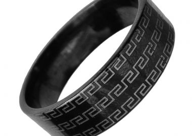 JT Ατσάλινο ανδρικό δαχτυλίδι βέρα μαύρη με μαιάνδρους - JT - 
