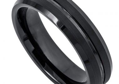 JT Ατσάλινο ανδρικό δαχτυλίδι μαύρο ματ & λουστρέ - JT - 
