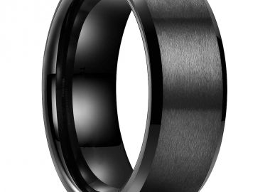 JT Ατσάλινο απλό unisex δαχτυλίδι μαύρο ματ - JT - 