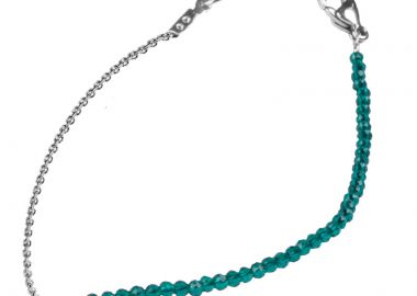 Jt Ατσάλινο βραχιόλι μισό πετρόλ κρύσταλλα μισό αλυσίδα - JT - 