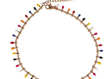 Jt Ατσάλινο βραχιόλι ποδιού αλυσίδα πολύχρωμα λαμπάκια - JT - 