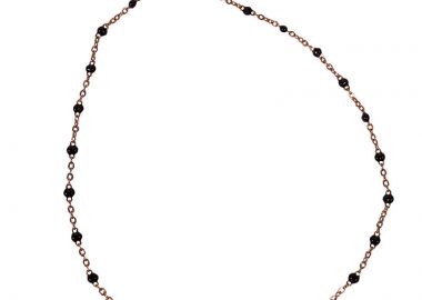 Jt Ατσάλινο βραχιόλι ποδιού αλυσίδα ροζ χρυσό με μαύρο - JT - 