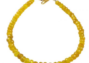 Jt Ατσάλινο βραχιόλι ποδιού με κίτρινες πέτρες αχάτη - JT - 