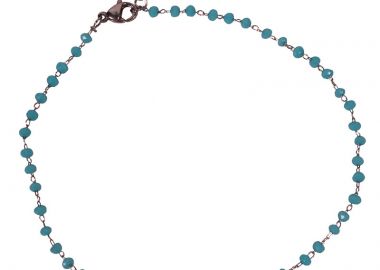 Jt Ατσάλινο βραχιόλι ποδιού ροζάριο με τιρκουάζ κρύσταλλα - JT - 