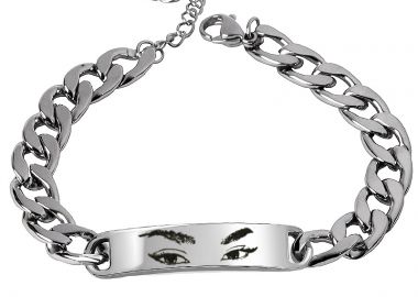 JT Ατσάλινο Βραχιόλι Ταυτότητα με Χάραξη Ματιών από Φωτογραφία Γυναικείο - JT - 