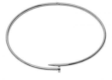 JT Aτσάλινο κολιέ λαιμαριά - βέργα καρφί κουμπωτή Ασημί - JT - 