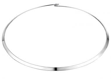 JT Aτσάλινο κολιέ λαιμαριά - βέργα πλακέ κουμπωτή Ασημί - JT - 