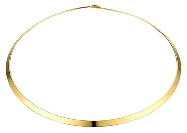 JT Aτσάλινο κολιέ λαιμαριά - βέργα πλακέ κουμπωτή Χρυσό - JT - 