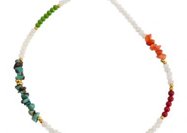 Jt Ατσάλινο κολιέ με πέτρες πολύχρωμες και κρύσταλλα - JT - 