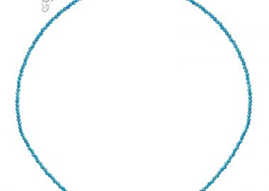 Jt Ατσάλινο κολιέ μικρές χρωματιστές ημιπολύτιμες πέτρες 2mm Γαλάζιο - JT - 