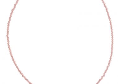 Jt Ατσάλινο κολιέ μικρές χρωματιστές ημιπολύτιμες πέτρες 2mm Ροζ - JT - 