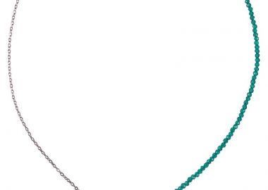 Jt Ατσάλινο κολιέ μισό πετρόλ κρύσταλλα μισό αλυσίδα - JT - 