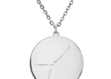 Jt Ατσάλινο κολιέ ζώδιο - αστερισμός με γυαλιστερή χάραξη Ασημί - JT - 