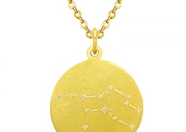 Jt Ατσάλινο κολιέ ζώδιο - αστερισμός με γυαλιστερή χάραξη Χρυσό - JT - 