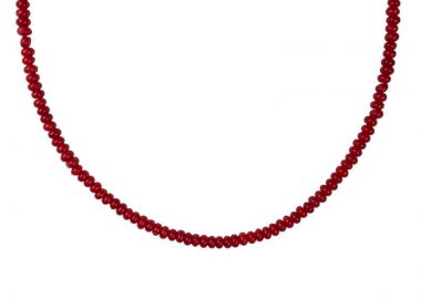 Jt Ατσάλινο κοντό κολιέ με πέτρες κόκκινα μπορντό κοράλια - JT - 