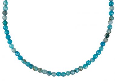 Jt Ατσάλινο κοντό κολιέ με πέτρες μπλε αχάτη - JT - 