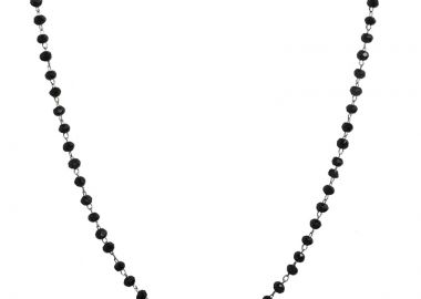 Jt Ατσάλινο κοντό κολιέ ροζάριο με κρύσταλλα Μαύρο - JT - 