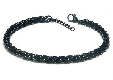 Jt Ατσάλινο μαύρο βραχιόλι ποδιού αλυσίδα spiga - JT - 