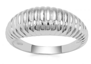 Jt Ατσάλινο ριγωτό δαχτυλίδι vintage Ασημί - JT - 