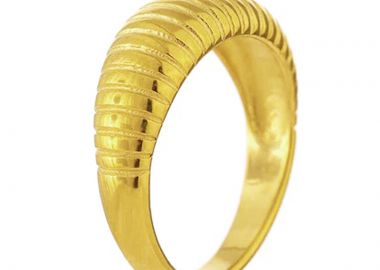 Jt Ατσάλινο ριγωτό δαχτυλίδι vintage Χρυσό - JT - 