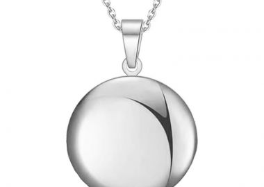 Jt Ατσάλινο στρογγυλό κολιέ για φωτογραφια ( και με χάραξη) Ασημί - JT - 