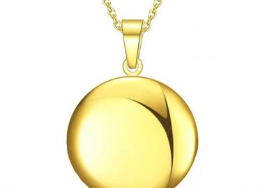 Jt Ατσάλινο στρογγυλό κολιέ για φωτογραφια ( και με χάραξη) Χρυσό - JT - 