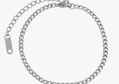 Jt Ατσάλινο unisex βραχιόλι αλυσίδα cuban πλακέ λεπτή 3.7mm Ανδρικό - JT - 