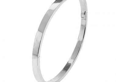 JT Ατσάλινο unisex βραχιόλι χειροπέδα λεπτό με επιλογή χάραξης Ασημί - JT - 