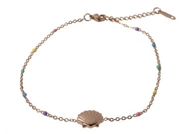 Jt Βραχιόλι ποδιού κοχύλι αχιβάδα αλυσίδα ροζ ατσάλι - JT - 