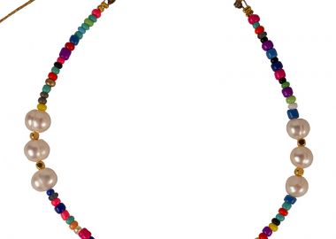 Jt Βραχιόλι ποδιού με πολύχρωμες χάντρες και μαργαριτάρια - JT - 